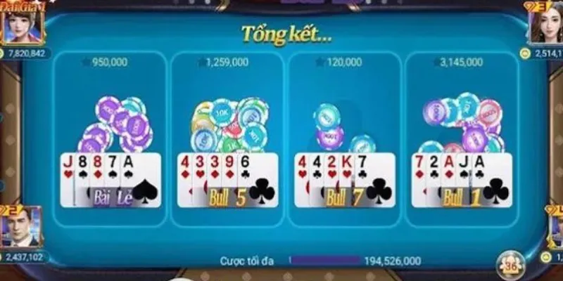 Các kiểu cược và mức thưởng trong Bull Bull