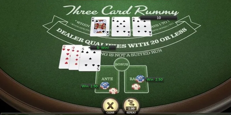 Các tổ hợp bài đúng quy định trong Three Card Rummy